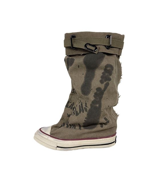 Vintage painted belted mid boots