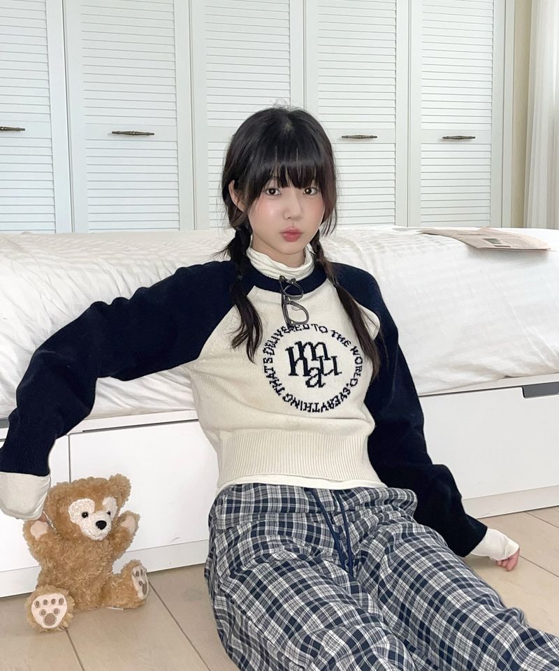LAMBSWOOL JACQUARD RAGLAN KNIT