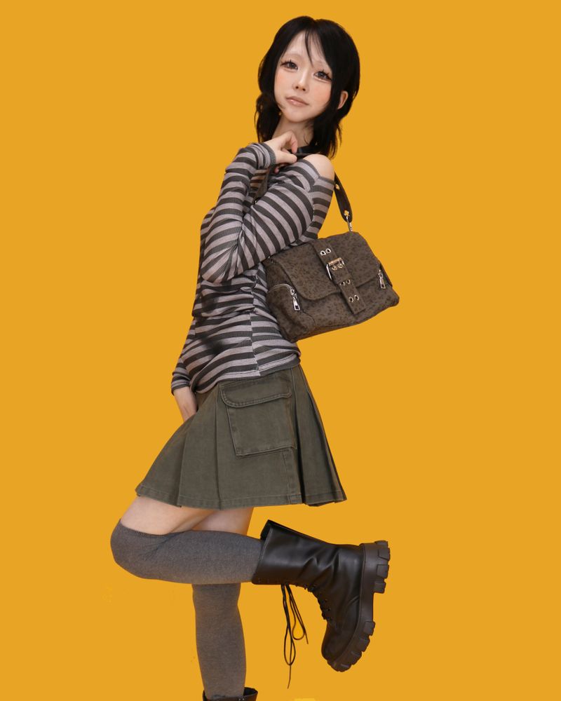 leopard jake buckle cross bag (3color)