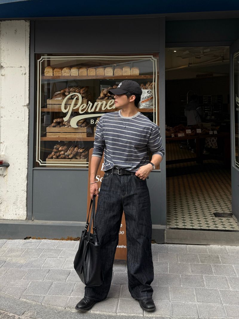 Nos Indigo embossed denim pants