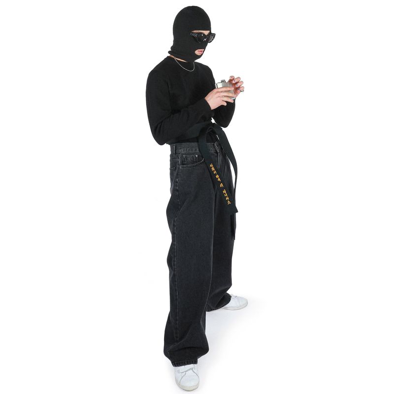 SUPER WIDE DENIM PANTS BLACK