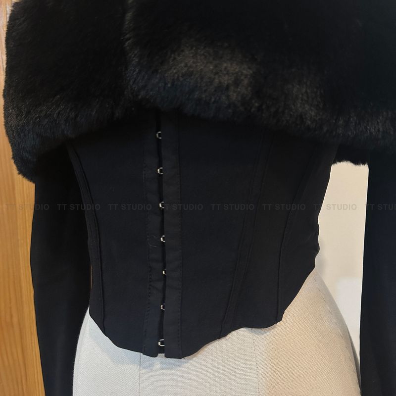 Fur off-shoulder top