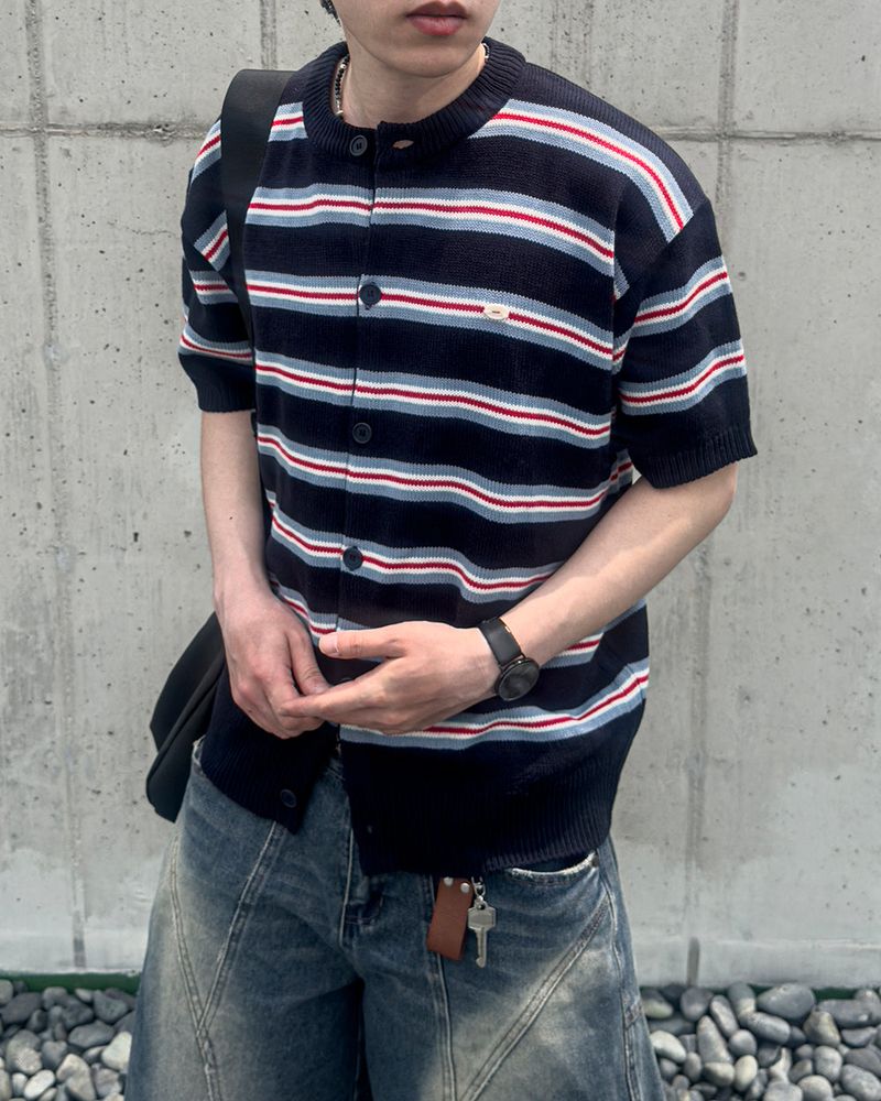 JIIGEUM(ジグム)の「Tailyn Stripe Short‑Sleeve Cardigan(Tops)」