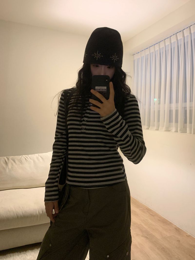 Starlight Round Stud Knit Beanie (6 colors)