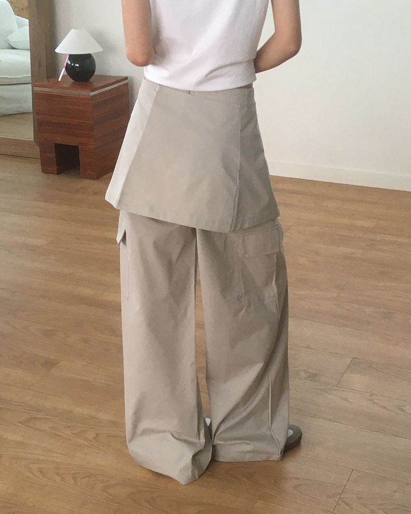 [SET] Onfor Layered Skirt Cotton Cargo Pants