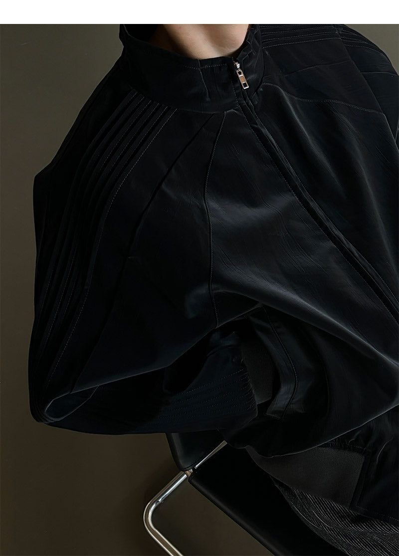 [Unisex] Glossy pleats blouson jacket(2color)