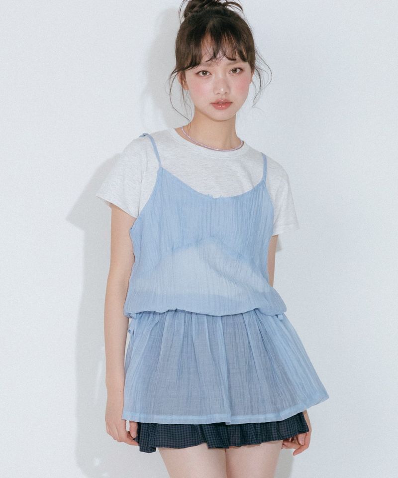 mellotory（メロートリー）の「WRINKLE STRING SLEEVELESS ONE-PIECE (LIGHT BLUE)（Dresses）」