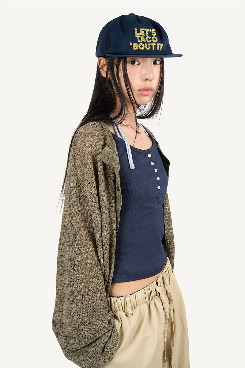 Button ribbed sleeveless