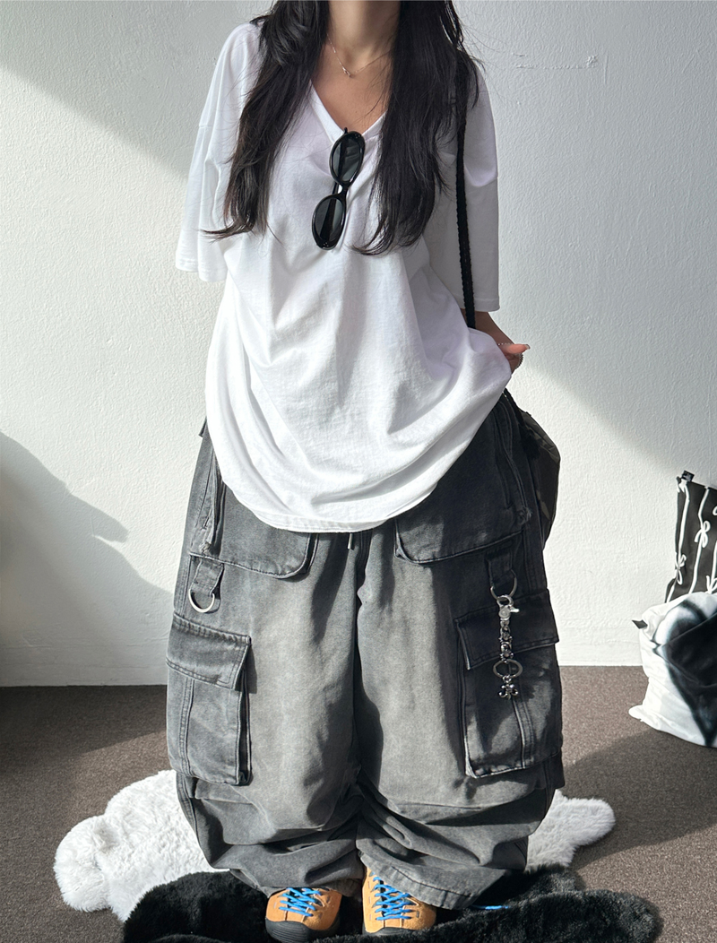 CCORTTI（コルッティ）の「D-RING ZIPPER CARGO BALLOON PARACHUTE LONG PANTS🪽🩵🖤 - 2 COLORS（Pants）」