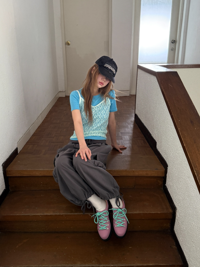 fold shirring cargo capripants