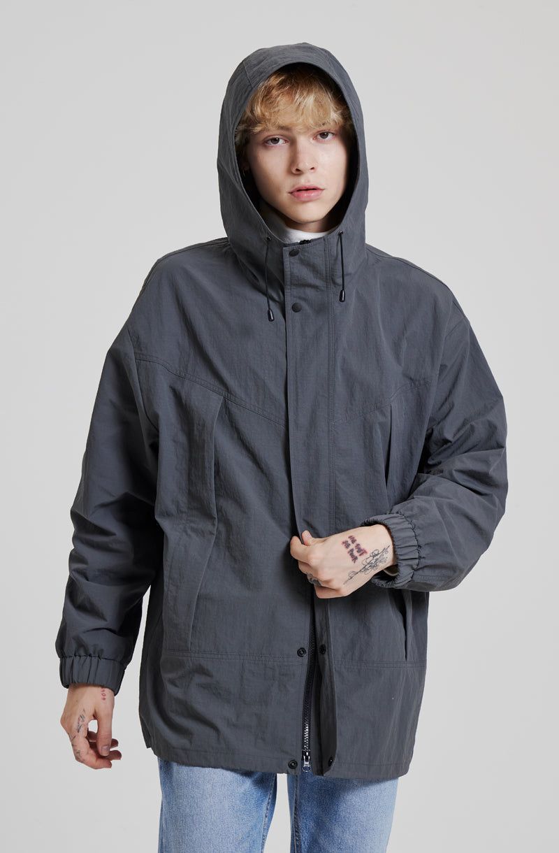 RIPSTOP 2WAY ZIP-UP JACKET [S.GREY]