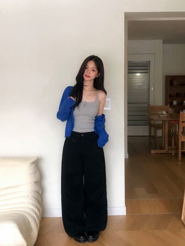 Snap Button Cotton D Ring Wide Pants (3color)