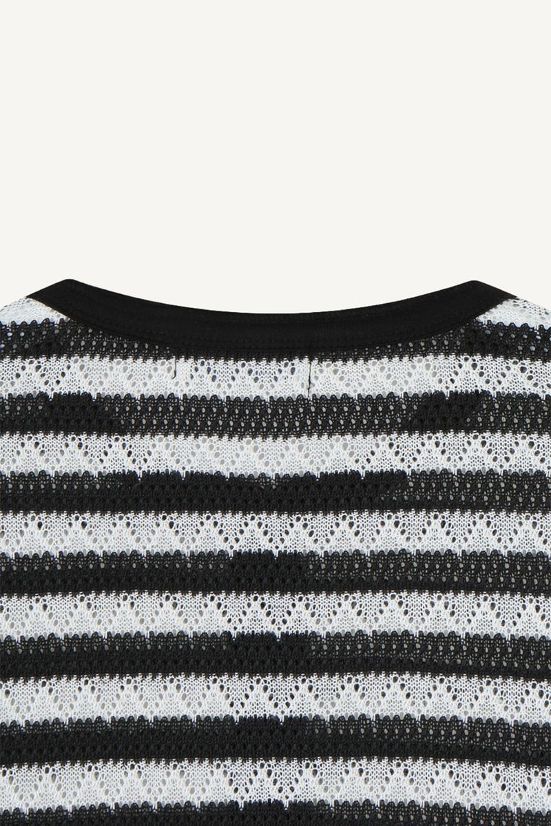 Striped Henley neck long sleeve knit