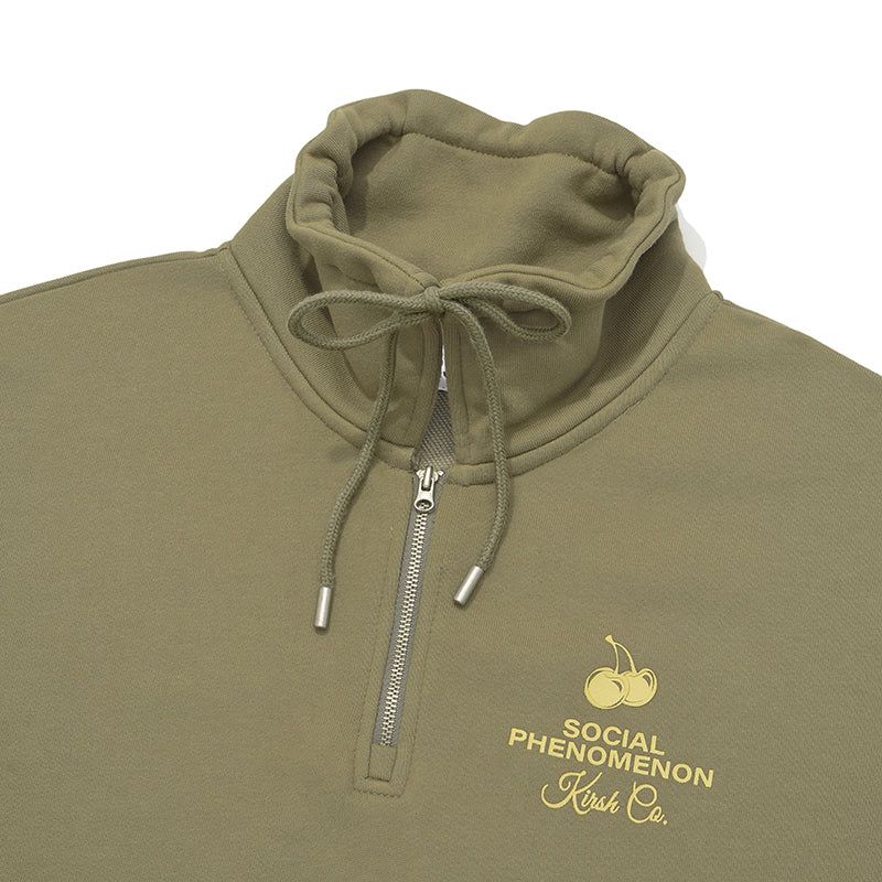 CHERRY ARCH LOGO HALF ZIP UP [LIGHT KHAKI]