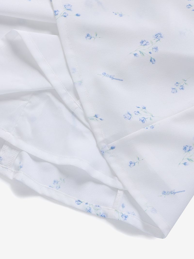 Ribbon flare dress (White)