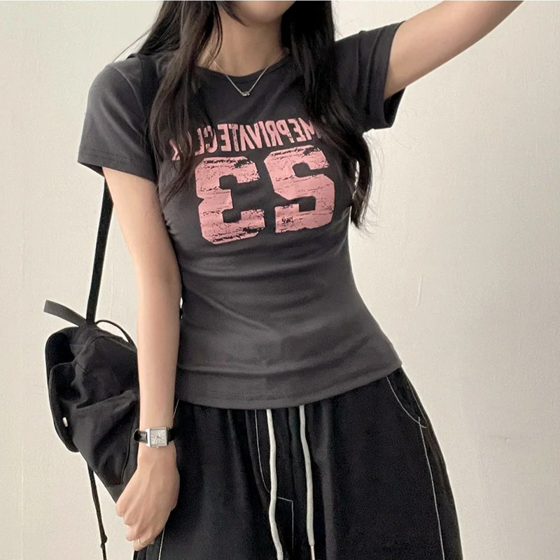 Rika number lettering short sleeve tee