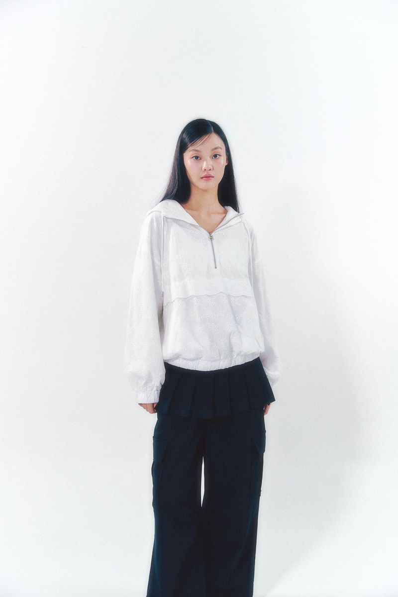 Lace Anorak Jumper White