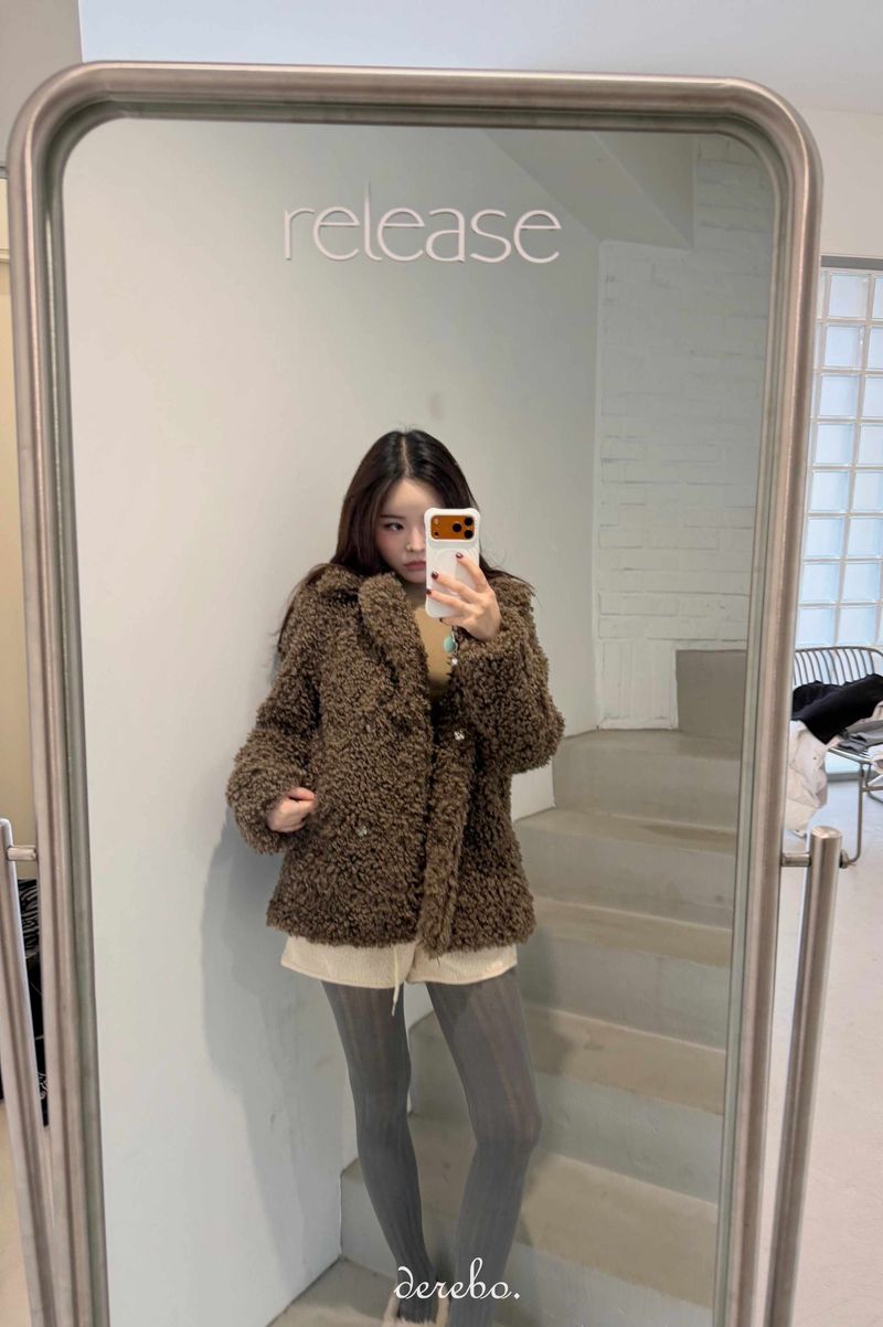 Dark Brown Poodle Fur Jacket