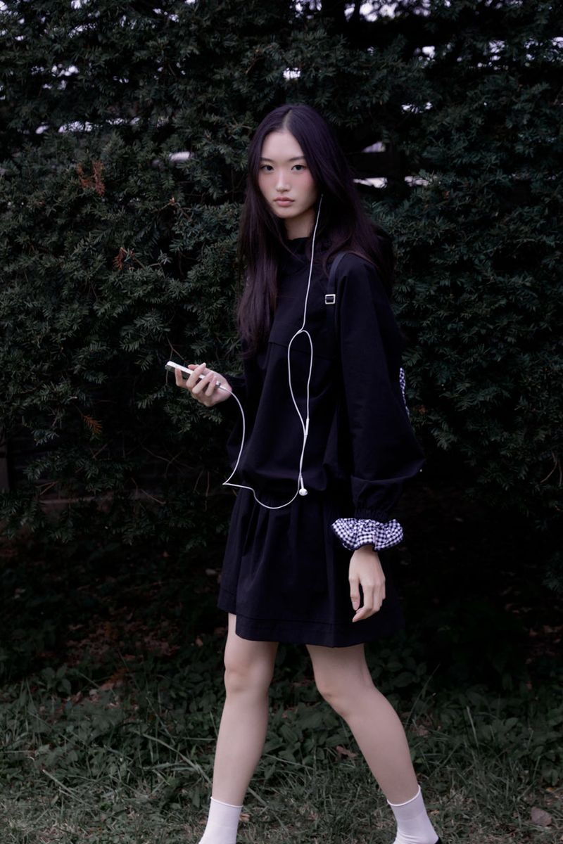 Pintuck shirring mini skirt (BLACK)