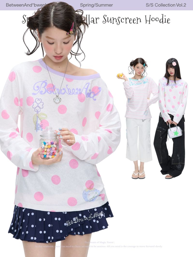 BETWEENAND（ビトゥウィーンアンド）の「BETWEENAND "Berry Holiday" サマーカラーブロックサンプロテクトルーズ長袖Tシャツ（トップス）」