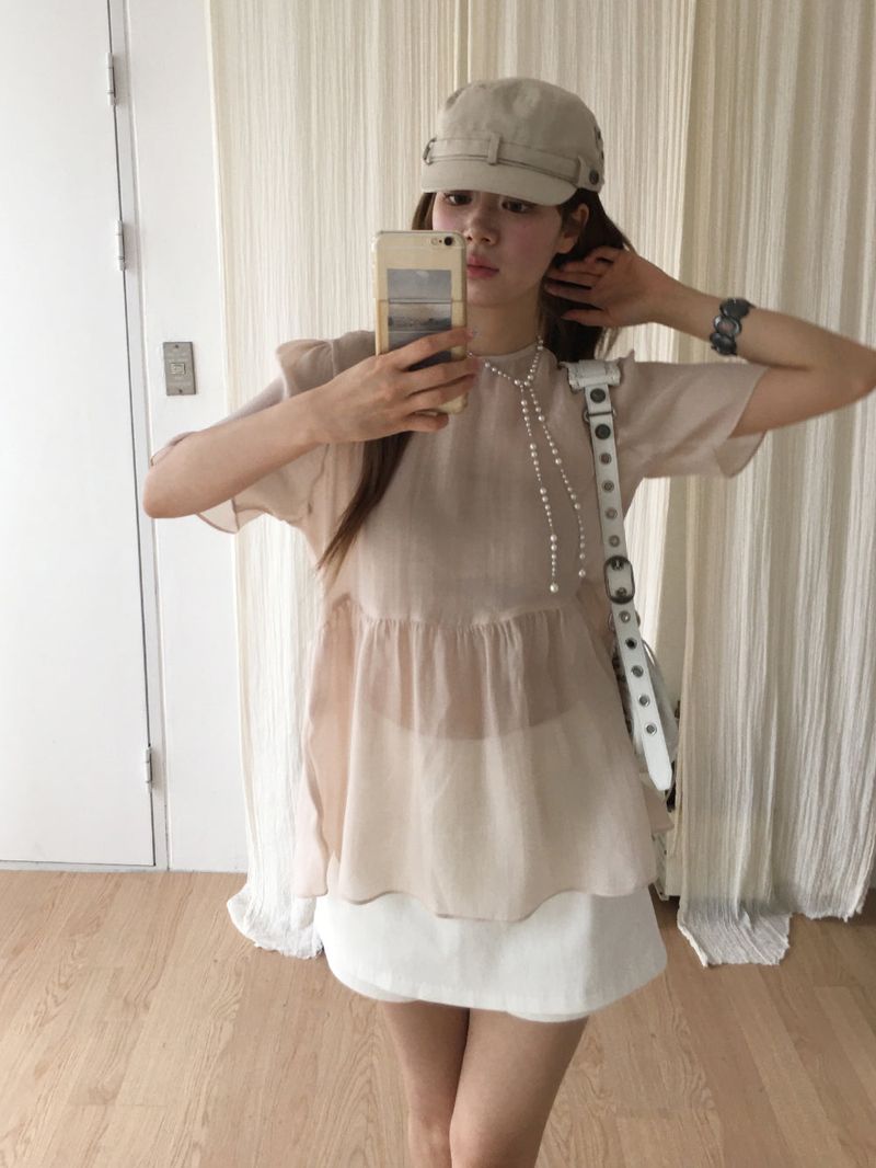 Sheer back ribbon blouse