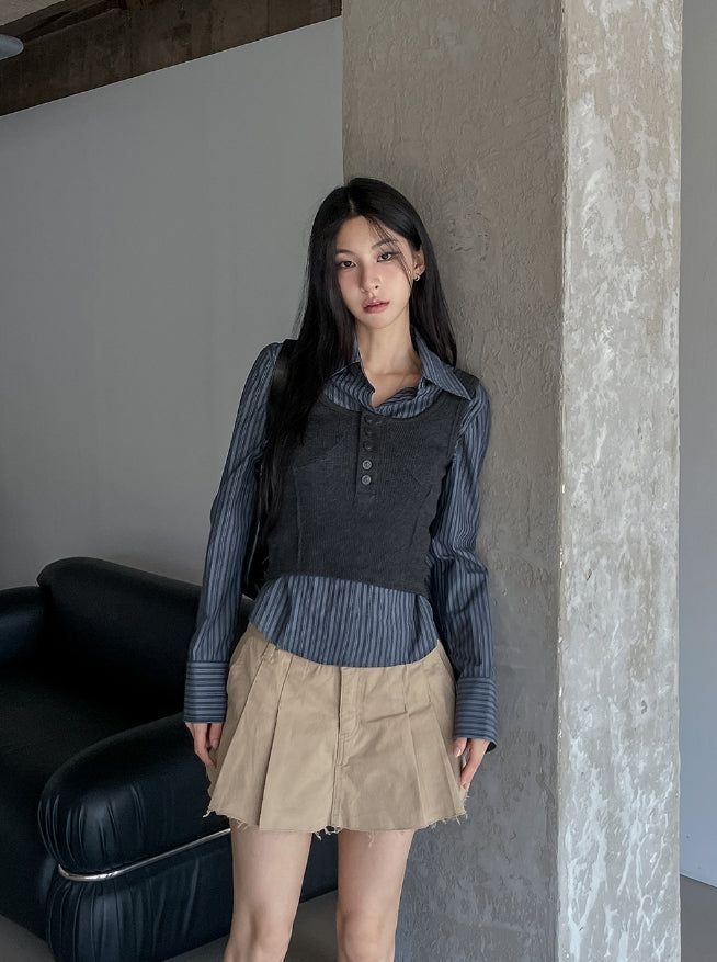 Windy Bret Button Ribbed Sleeveless