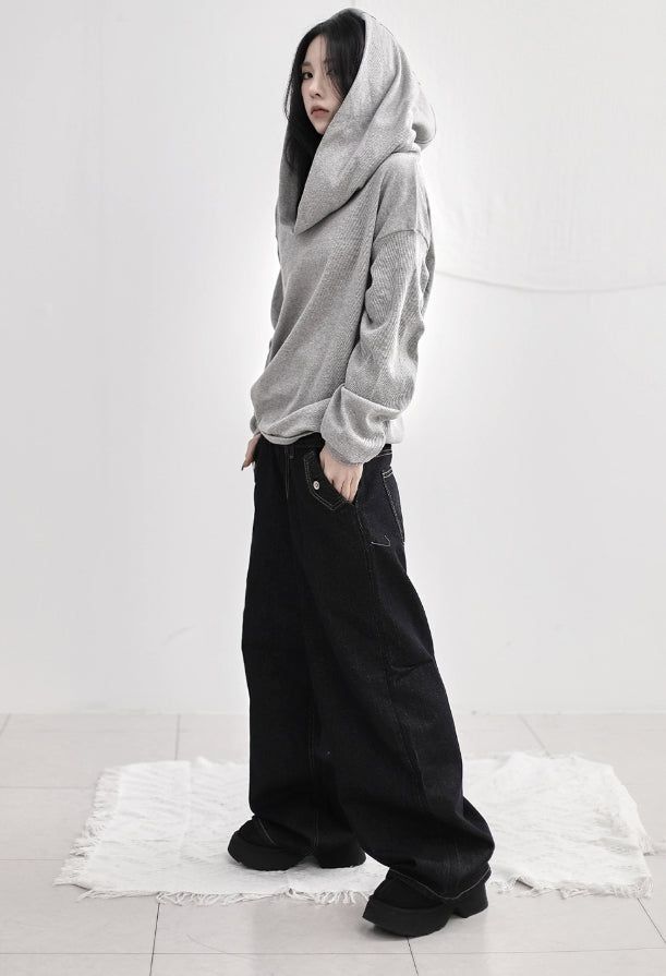 Band-layered low denim pants