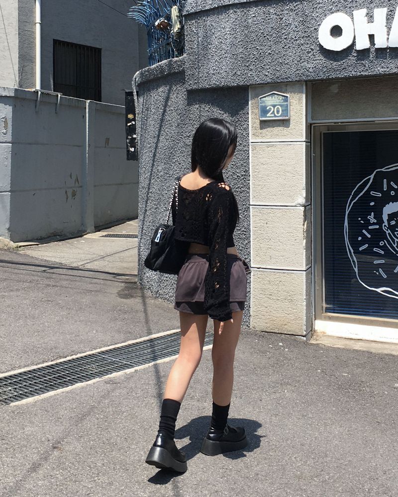 Eyelet low skirt pants
