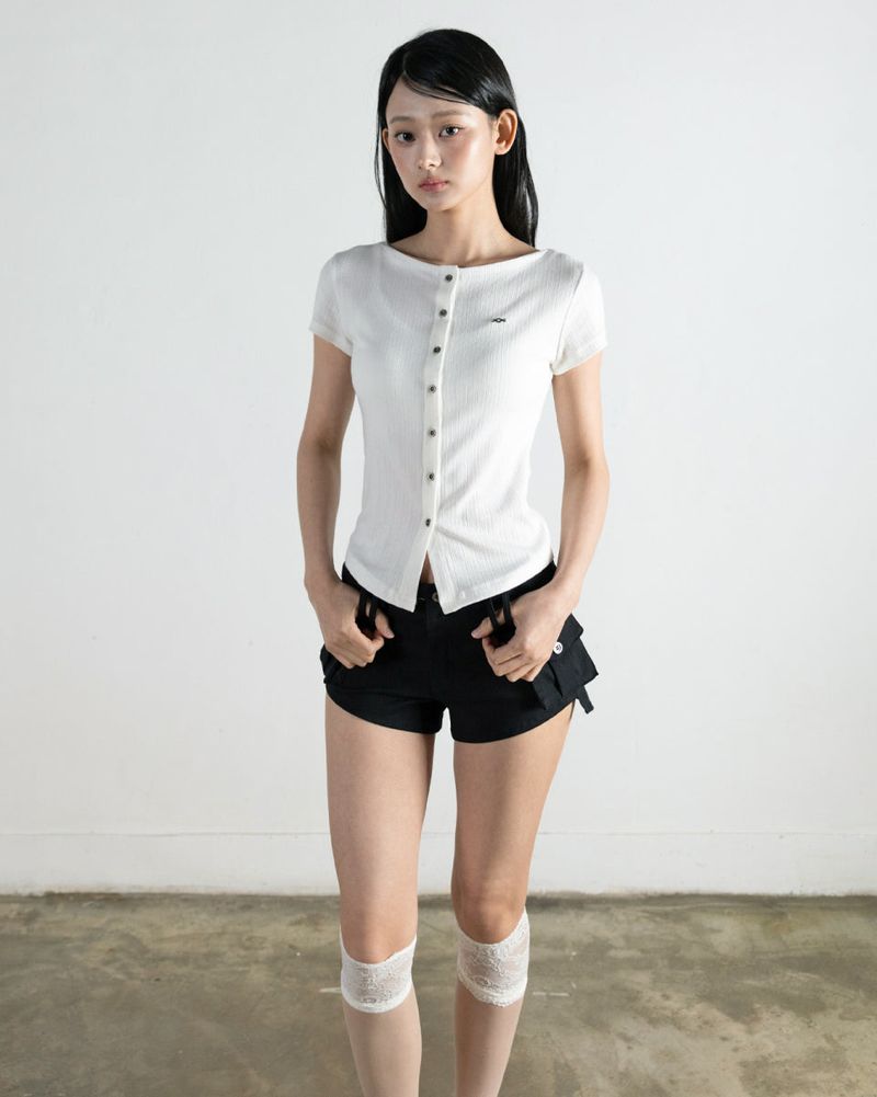 Open Boat Neck T-Shirt White