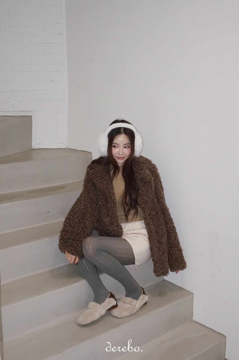 Dark Brown Poodle Fur Jacket