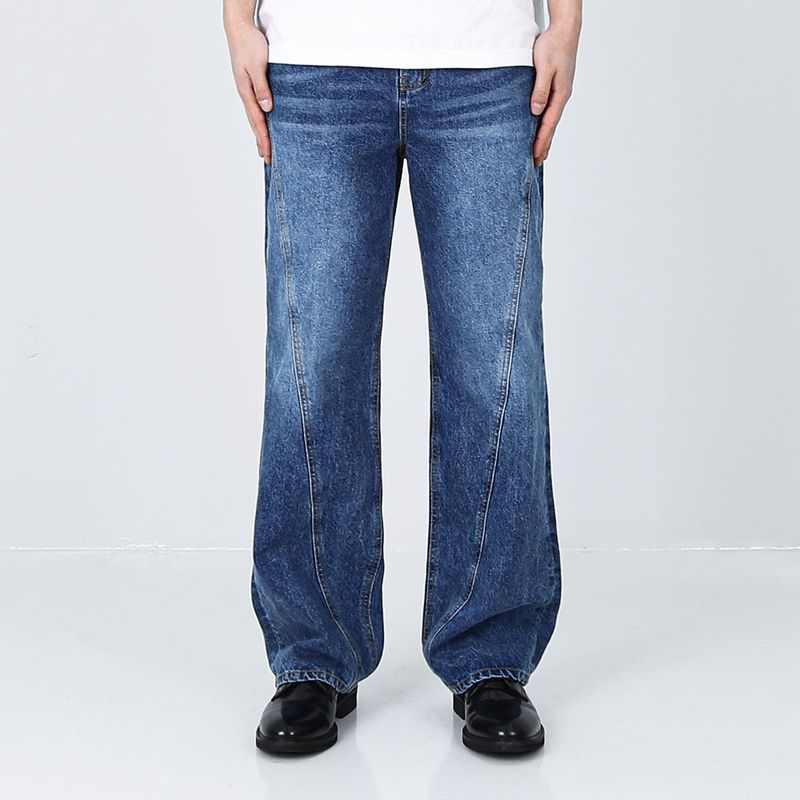 DIAGONAL ARC WASHED DENIM