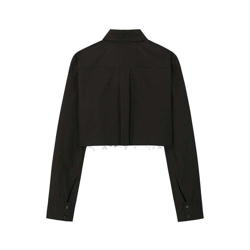 0 1 punk crop shirt - BLACK