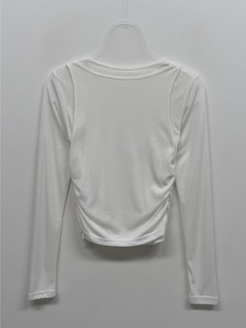 Deman Shirring Layered Long Sleeve T-shirt