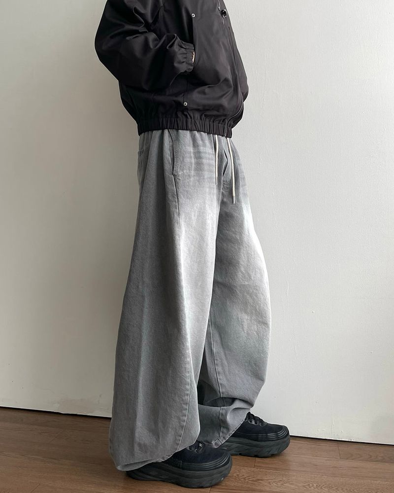 Cement Curved Denim Pants