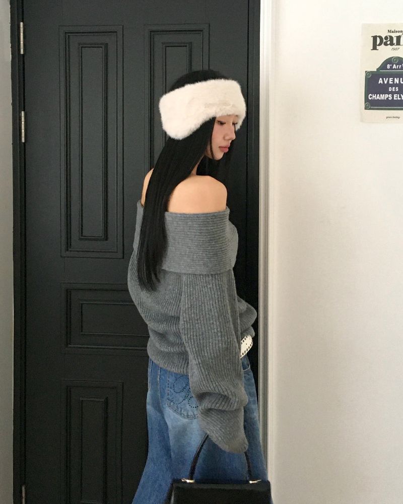 [ORIGINAL] DARE Off-Shoulder Rib Knit