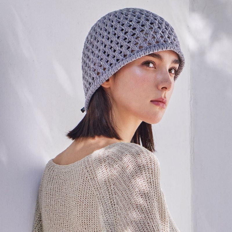VZ Long Label Punching Knit Bucket Hat / Gray