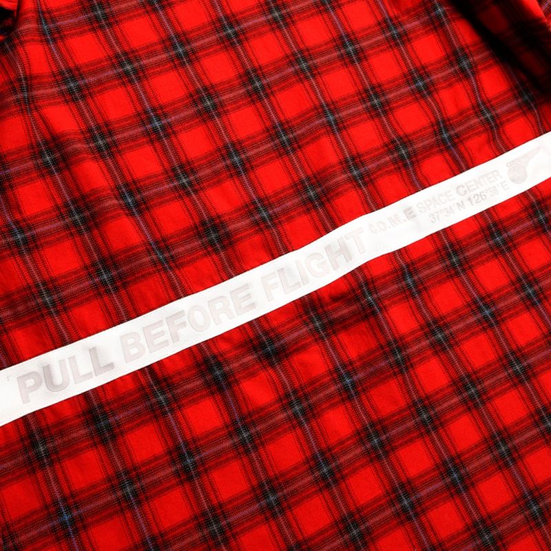 オーバーサイズシャツ[UNISEX] Oversized Drawstring Checked Shirt (RED)