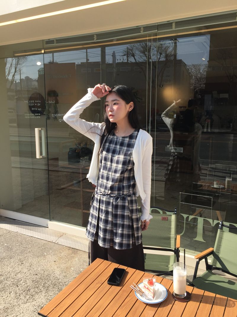 Low Check Pleated Dress (2color)