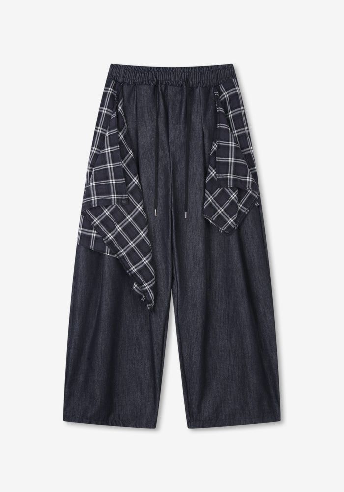 SE Non-fade Check Layered Denim Pants