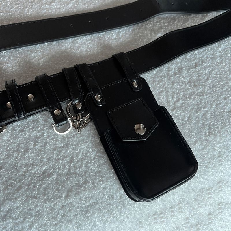  Cynical Leather Keychain Mini Pocket Belt (Black)