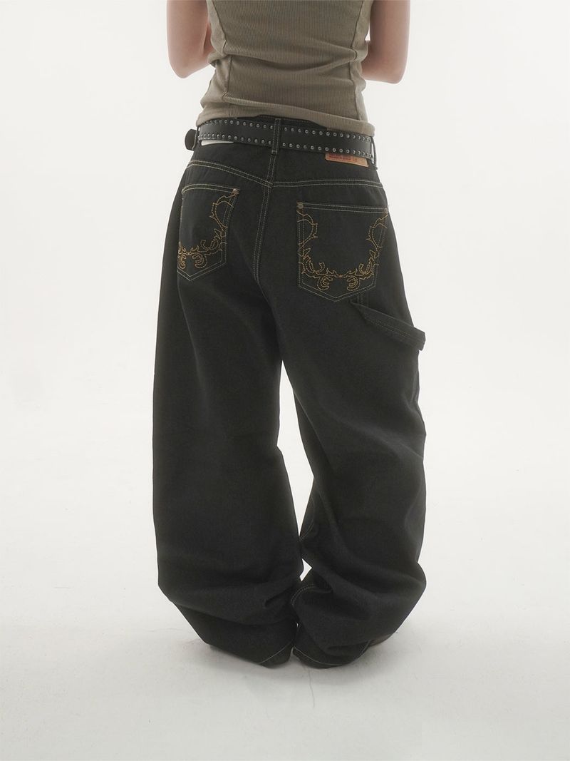 onearv（ワンアブ）の「Ducks embroidery カーペンター デニムパンツ -1C（パンツ）」