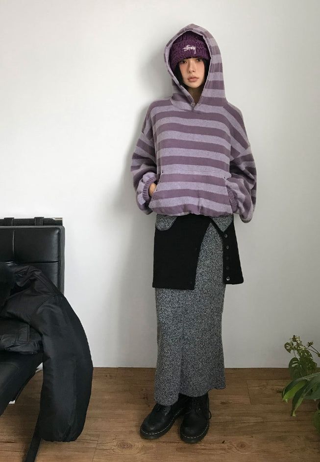 (Lining Brushed) BOCASHI BUTTON KNIT SKIRT