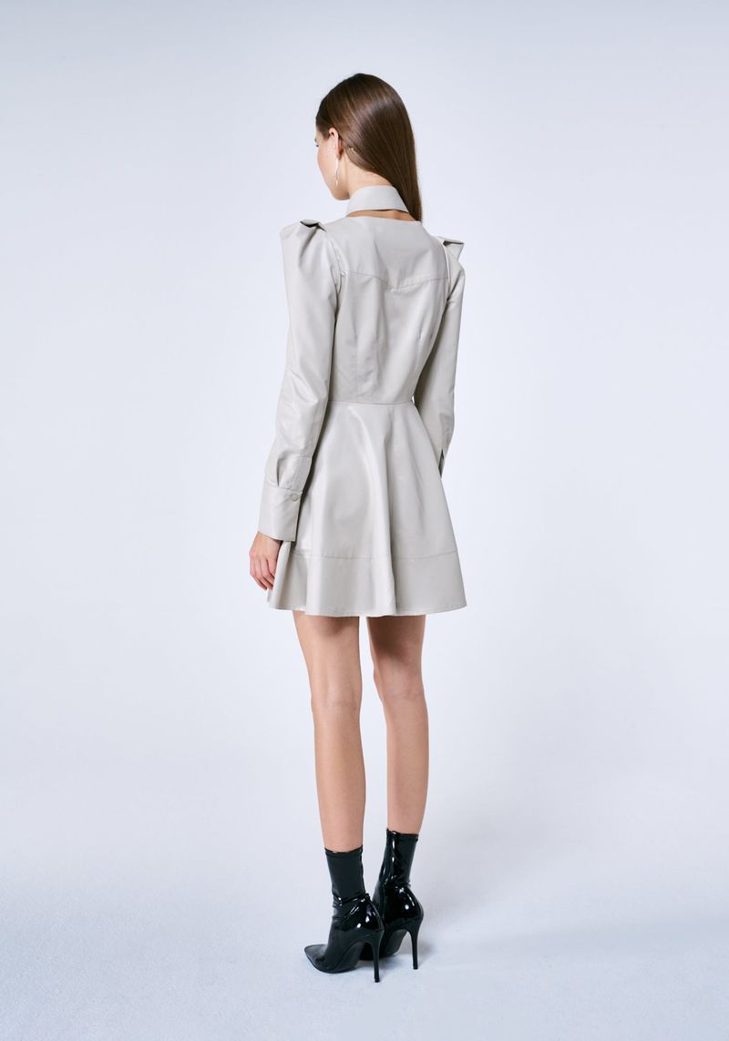 VEGAN LEATHER FLARED DRESS