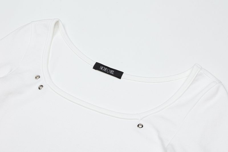 Eyelet side-cut tee (white)