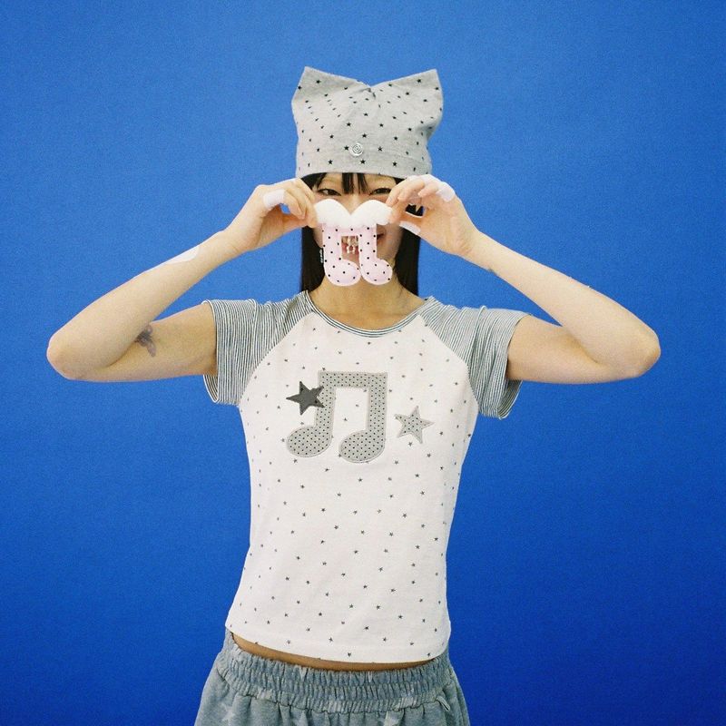 Melody Star Raglan T-shirt - WHITE