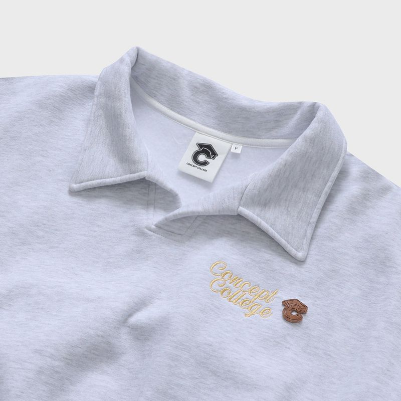 Basic logo Collar Cropped Sweatshirt / Ash Gray [Women]