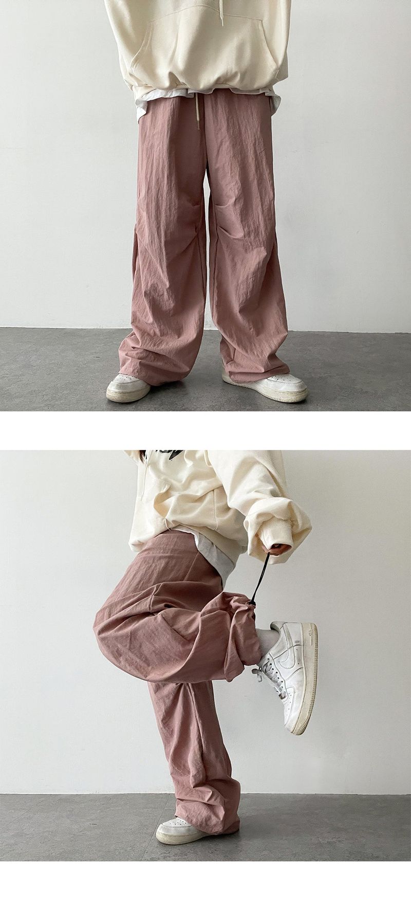 Lat Knee Shirring String Wide Pants