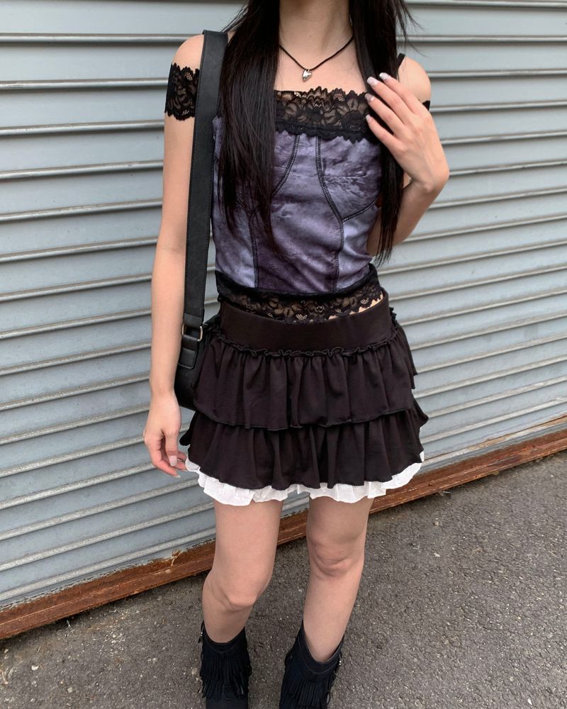 Lace layered cancan skirt