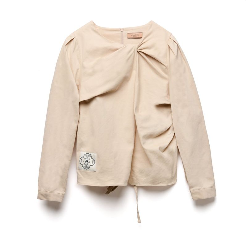 [LINE] Sleeve Tuck Twisted Blouse (2colors)