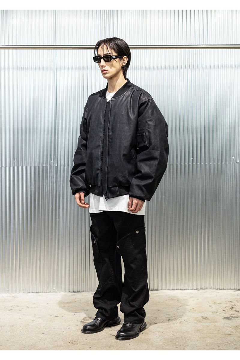CRACK COATED DENIM MA-1 JUMPER